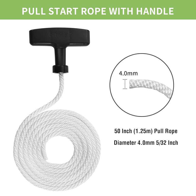 A.I.FORCE 4-Pack Pull Cord 3.9 ft with Recoil Starter Handle, 4.0mm pull start rope Fit for Honda GX160 GX200 GX240 GX270 GX340 GX390, Pull Starter for Lawn Mower, String Trimmer, Generators, Small Engines - Image 2